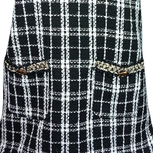 Vici Tweed Plaid Window Pane Knit Gold Trim Mini Dress Black and White Sz S - Picture 8 of 8